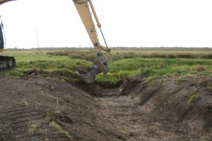 digging a drainage channel
