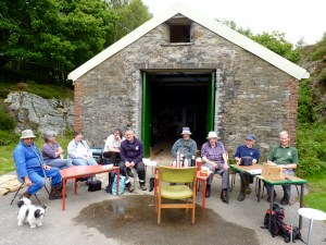 North Wales Wildlife Trust volunteers and site manager at Gwaith Powdwr nature reserve